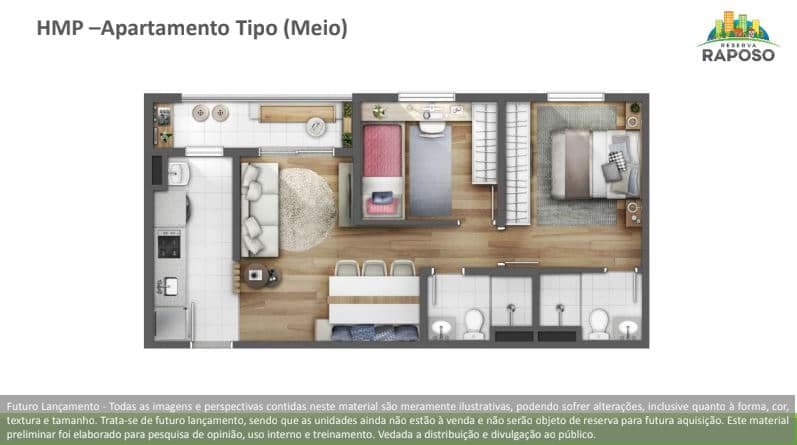 Imóvel Zona Oeste Reserva Raposo Planta 2 dormitórios 44m²