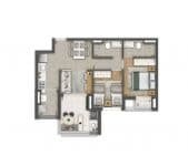 Planta 2 dorm 64m²