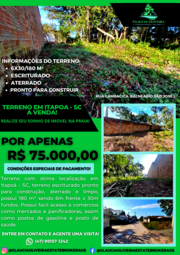 Anuncio terreno 180m² Itapoa