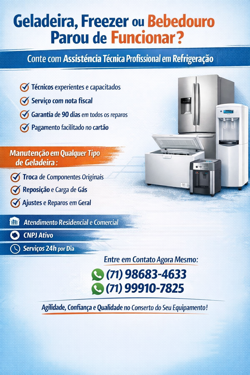 Reparo profissional para equipamentos de refrigeração