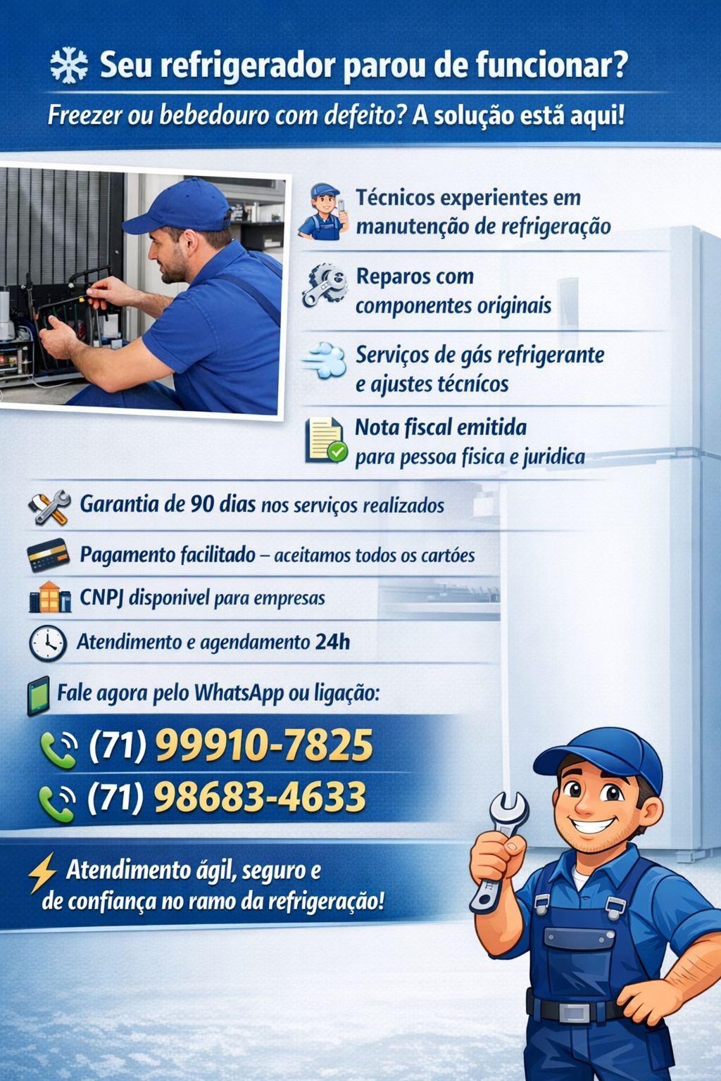 Reparo de geladeira e serviços rápidos